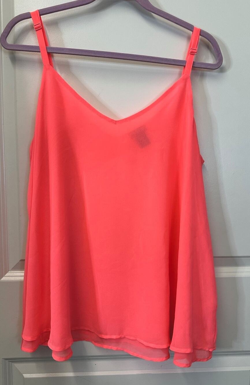 Classic TORRID 0 Coral Pink Double Layer Chiffon Swing Cami US12-14 Plus
